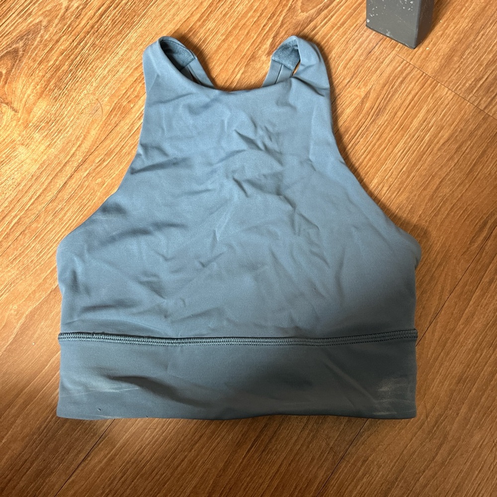 Women's High Neck Sports Bra - Blue